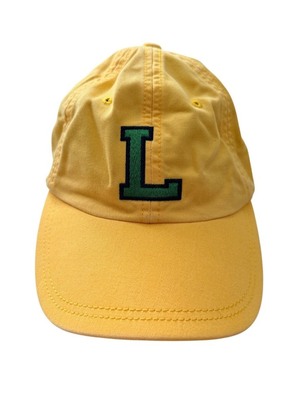 Lacoste Yellow Adjustable Strapback Hat With Green "L" Logo & Crocodile Patch